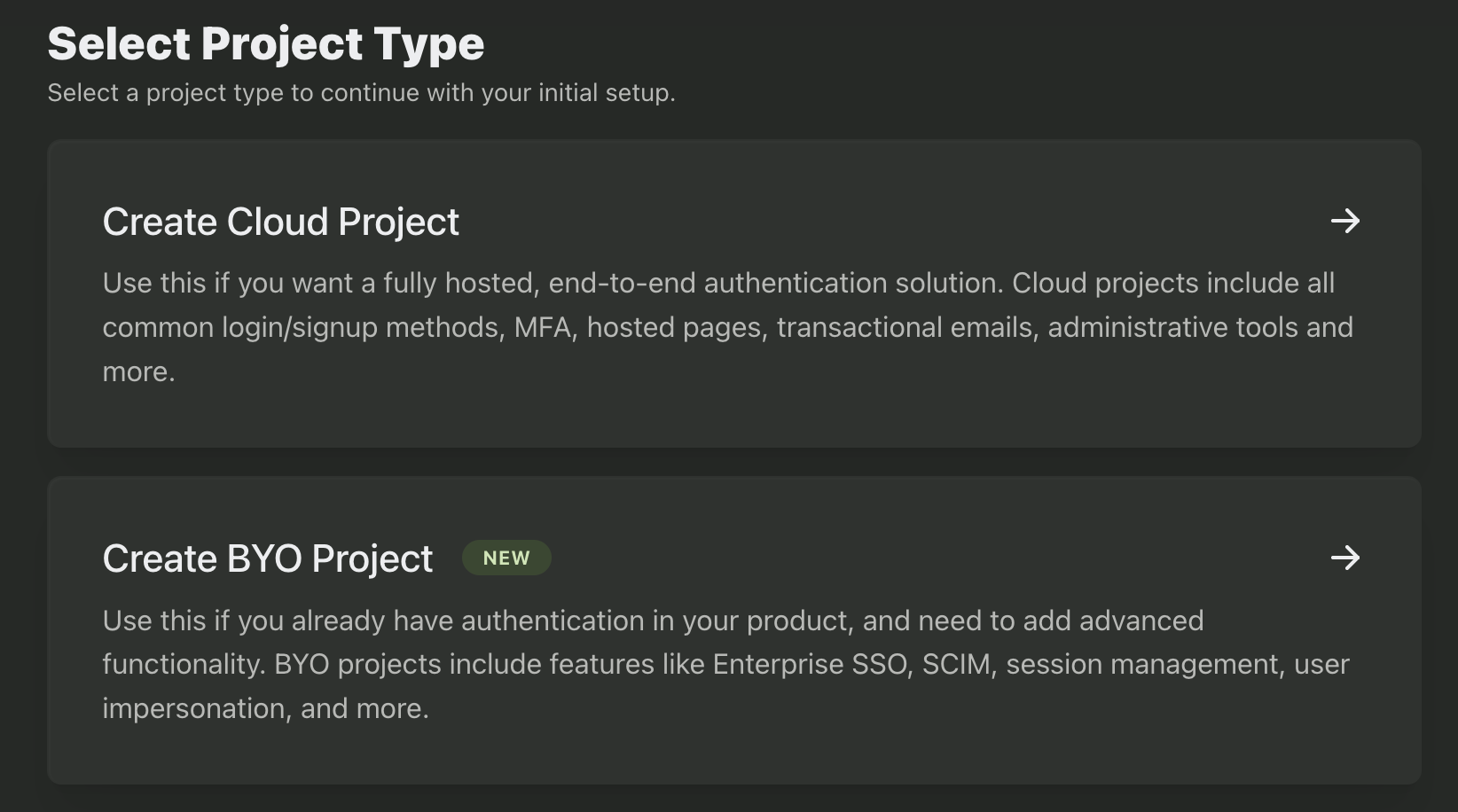 Project Creation UI