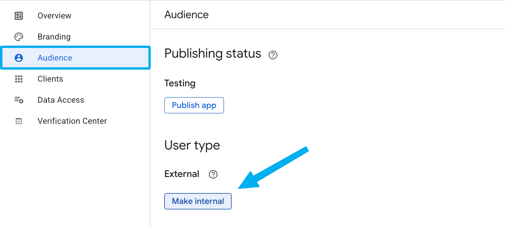 Set Audience to Internal