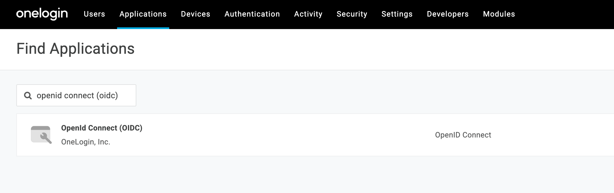 Search for OpenId Connect (OIDC) in OneLogin
