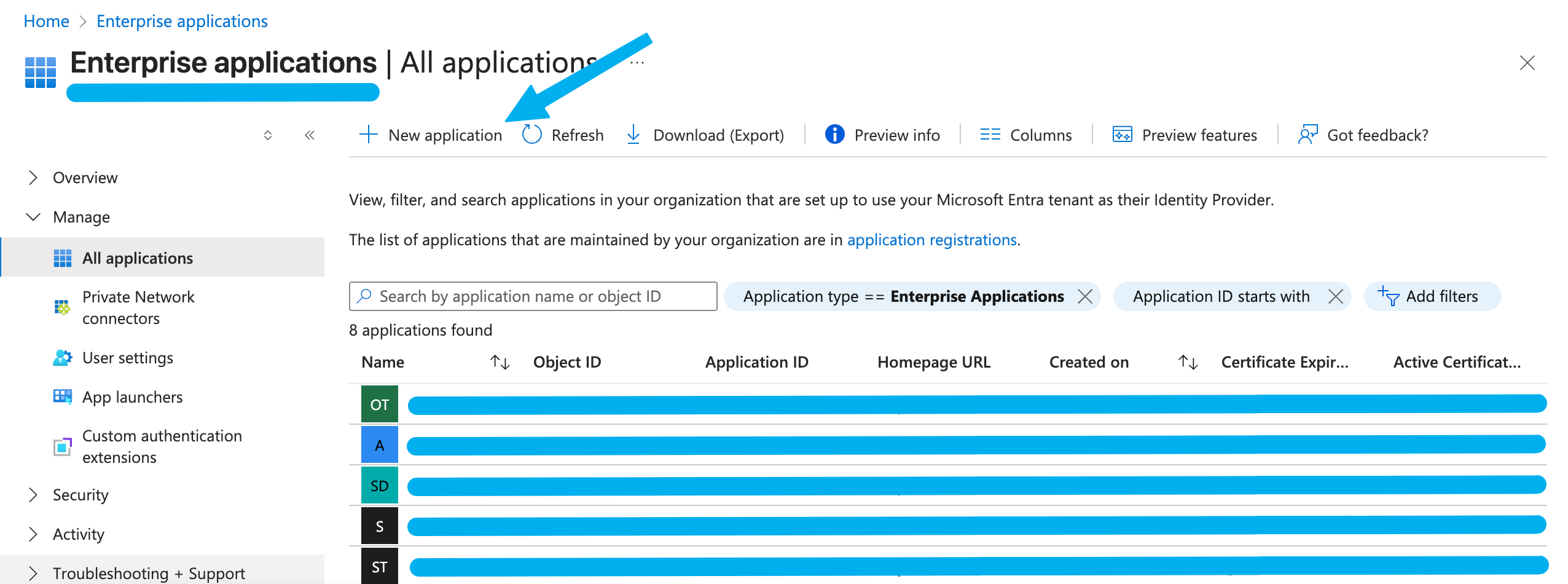 Click Create App Registration in Entra admin console