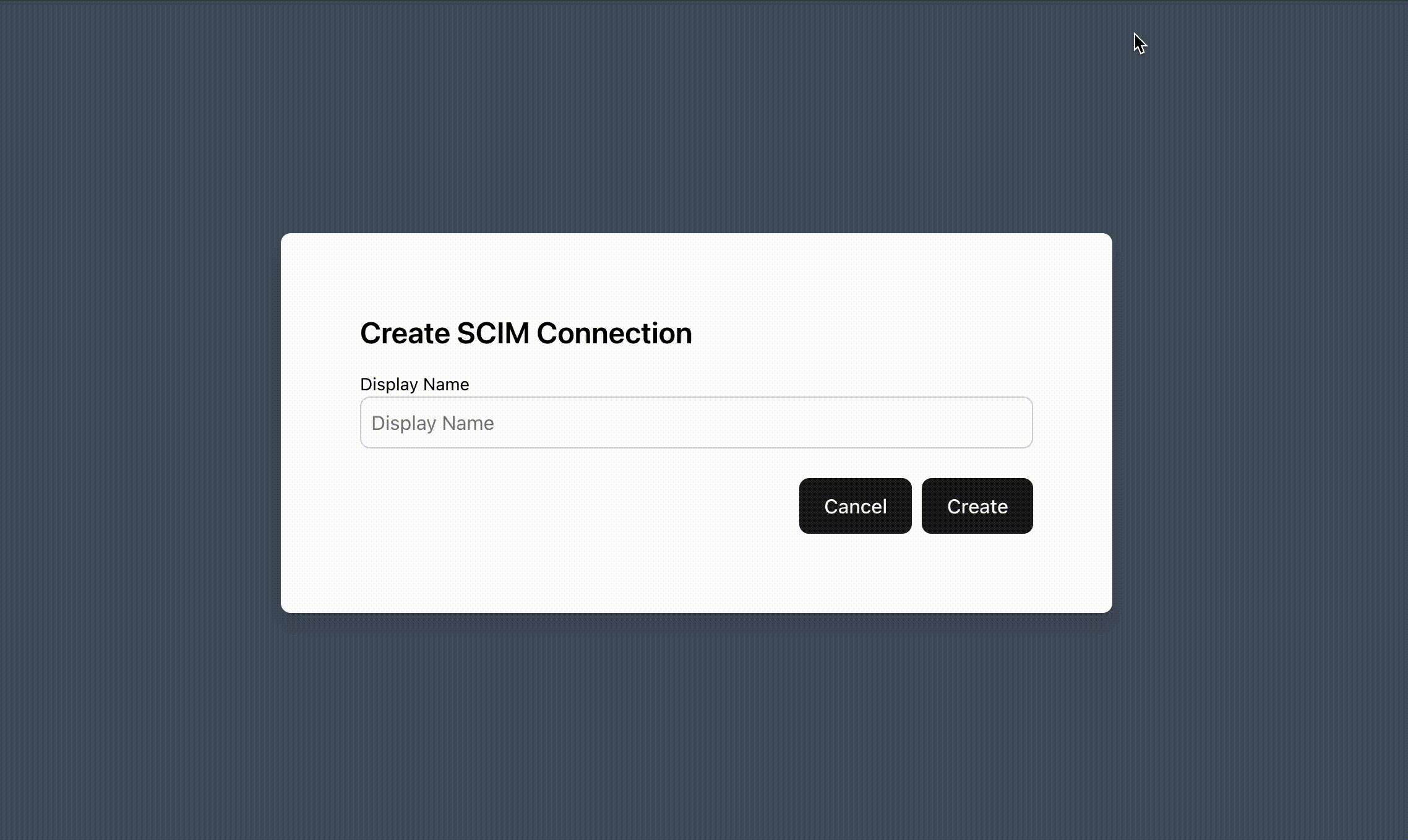 gif of a user creating a SCIM client and receiving back a SCIM API Key and URL