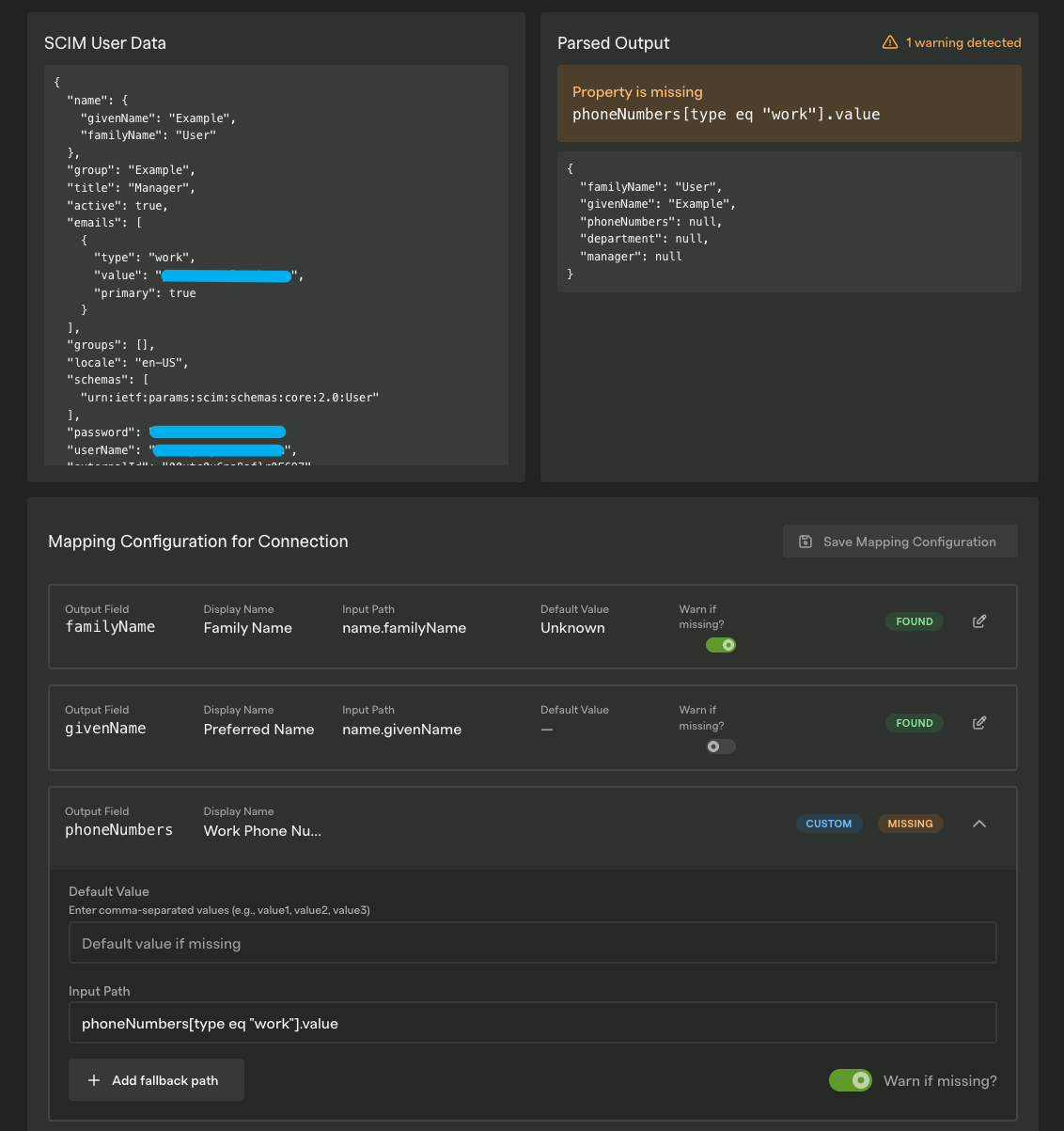 Updating Mapping Config in Dashboard